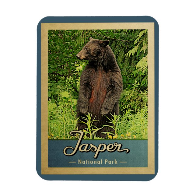 Jasper Nationalpark Vintage Reisebär Magnet (Vertikal)
