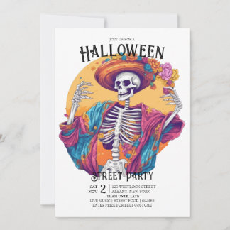 Jaunty Skeleton Flamboyant Dance Halloween-Party Einladung