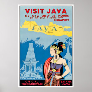 Java Art Indonesien Reiseplakat Besuchen Sie Java Poster