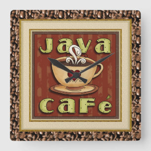 Java-Café-Kaffee-Uhr Quadratische Wanduhr