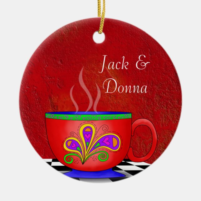 Java Coffee Cup Untersetzer im toskanischen Stil Keramikornament (Vorne)