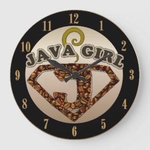 Java Girl Coffee Humor Wall Clock Große Wanduhr