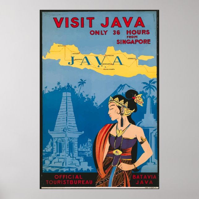 Java Indonesia Vintage Travel Poster (Vorne)