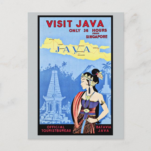 Java Indonesia von Singapur Vintag besuchen Postkarte (Vorderseite)