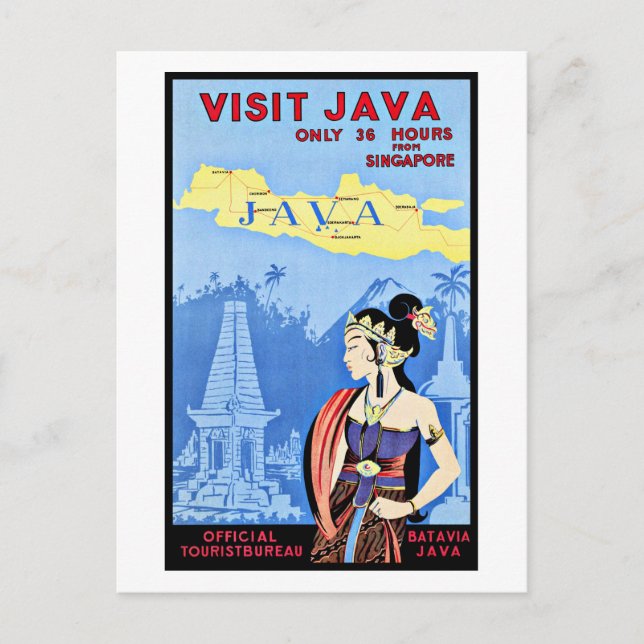 Java Indonesia von Singapur Vintag besuchen Postkarte (Vorderseite)