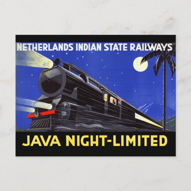 Java Indonesien Vintage Reiseposter Restauriert Postkarte (Vorderseite)