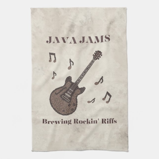 Java Jams-Brewing Rockin' Riffs-Kaffee-Gitarre- Geschirrtuch (Vertikal)