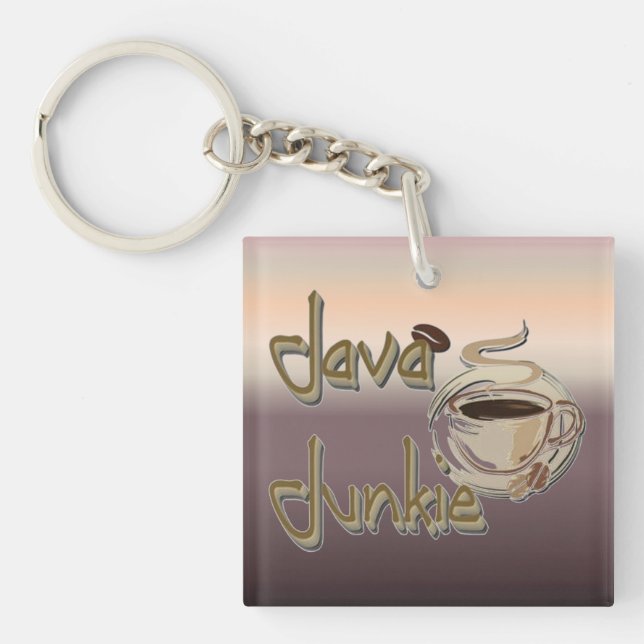 Java-Junkie-Kaffee-Liebhaber-Acrylschlüsselkette Schlüsselanhänger (Vorderseite)