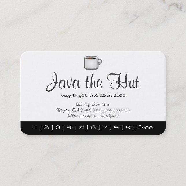 Java Logo Drink Punch Card Treuekarte (Vorderseite)