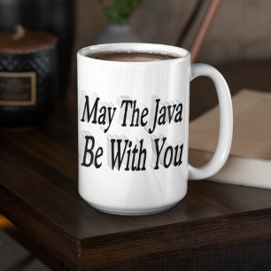 Java lustiger Kaffee Zitat schwarzer Text Kaffeetasse