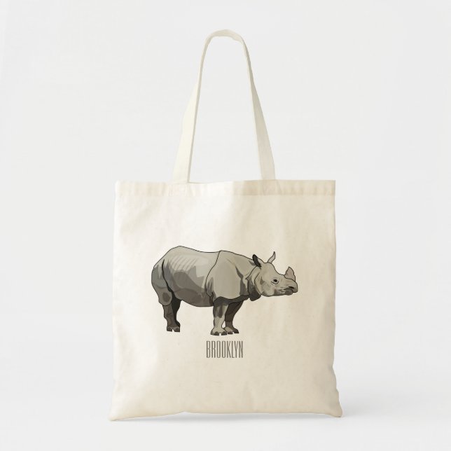 Java-Nashorn-Cartoon-Illustration Tragetasche (Vorne)