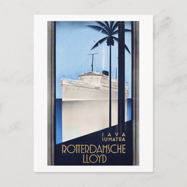 Java Sumatra Rotterdamsche Lloyd Vintage Poster Postkarte (Vorderseite)
