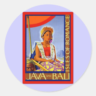 Java und Bali ~ Inseln der Romantik ~ Vintage Reis Runder Aufkleber