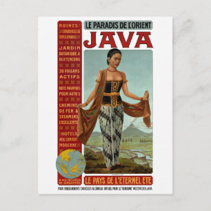 Java Vintage Reiseposter Restauriert Postkarte