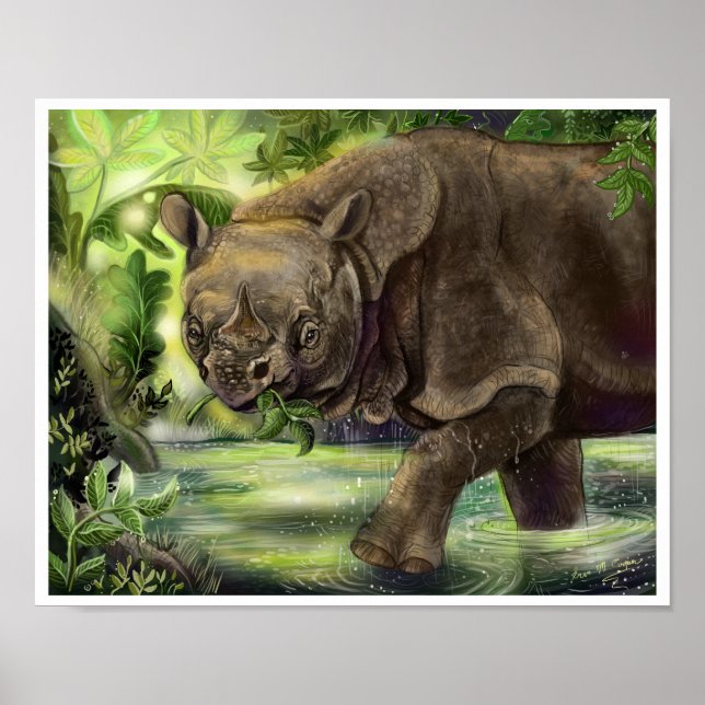 Javan Rhino Art Poster (Vorne)