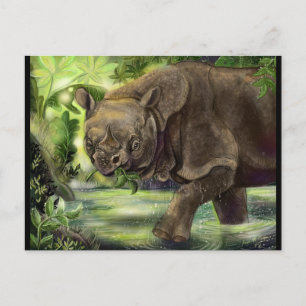 Javan Rhino Art Postkarte