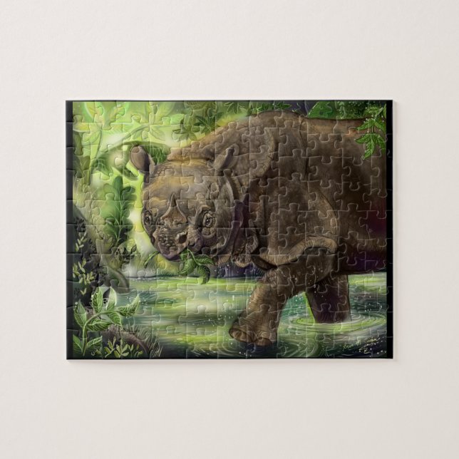 Javan Rhino Art Puzzle (Horizontal)