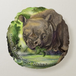 Javan Rhino Art Rundes Kissen