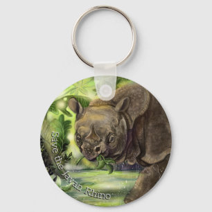 Javan Rhino Art Schlüsselanhänger