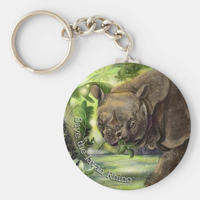 Javan Rhino Art Schlüsselanhänger (Vorne)
