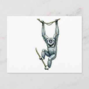 Javaner Gibbon Hängende Kunst Sticker - WayanGalle Postkarte