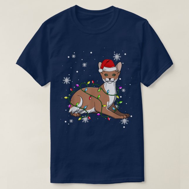 Javanese Cat Christmas Lights Christmas Cat Santa T-Shirt (Design vorne)