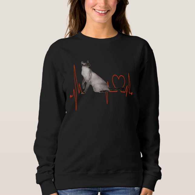 Javanese Cat Heartbeat EKG  Cat & Kitten Sweatshirt (Vorderseite)