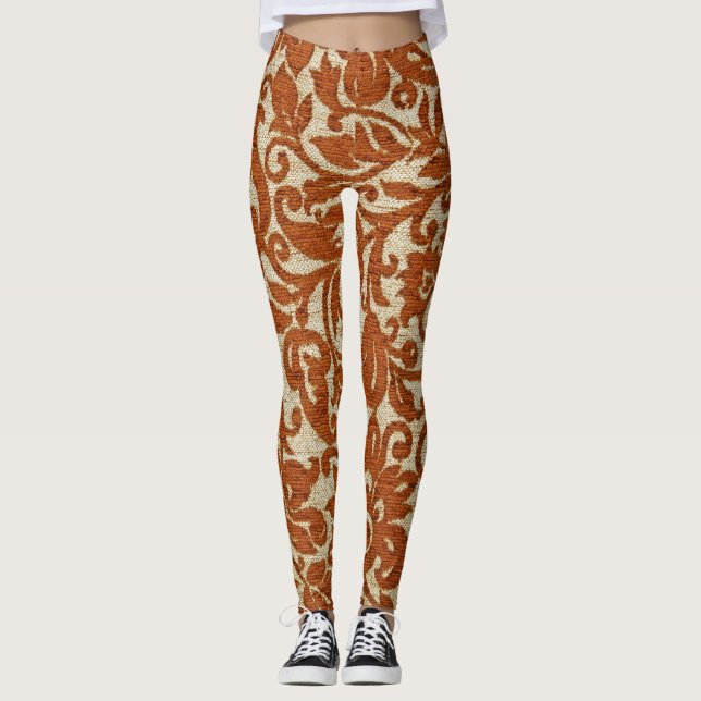 Javanisches Blumenmuster: gewebte Textur. Leggings (Vorderseite)