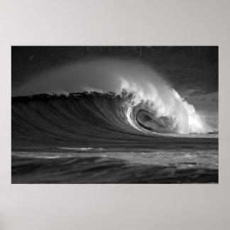 Java's Epic Wave - Black & White Surf Poster