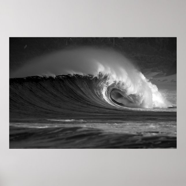 Java's Epic Wave - Black & White Surf Poster (Vorne)