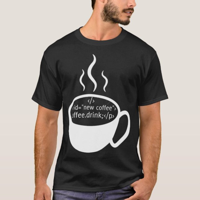 JavaScript HTML Code Trinkkaffee T-Shirt (Vorderseite)