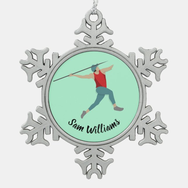 Javelin Schneeflocken Zinn-Ornament (Vorderseite)