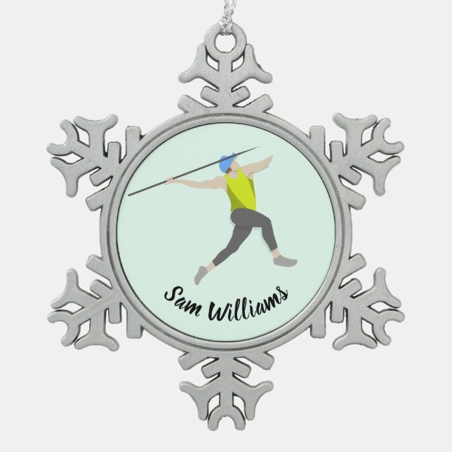 Javelin Schneeflocken Zinn-Ornament (Vorderseite)