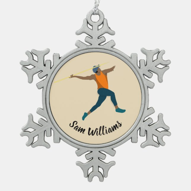 Javelin Schneeflocken Zinn-Ornament (Vorderseite)