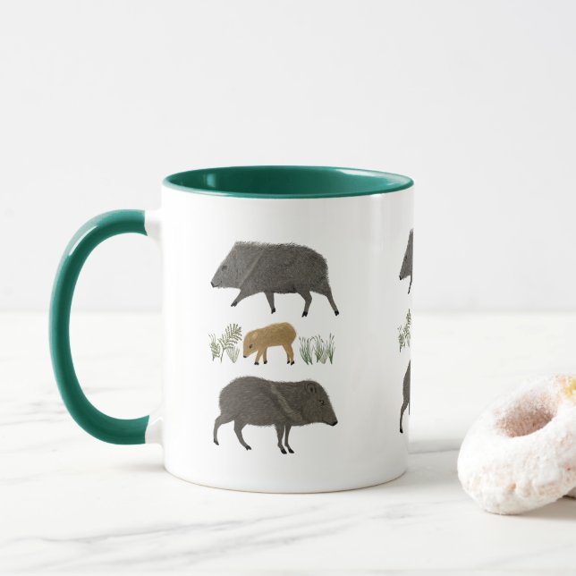 Javelina Family Portrait Wüstentiere Tasse (Mit Donut)