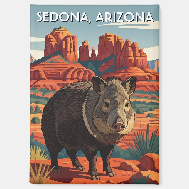 Javelina in Sedona Arizona Vertical Travel Vertica Magnet (Vorderseite)