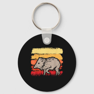 Javelina Retro Vintag 80er Sunset Niedlich Funny A Schlüsselanhänger