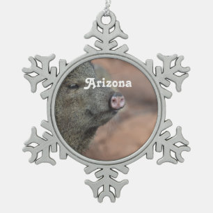 Javelina Schneeflocken Zinn-Ornament