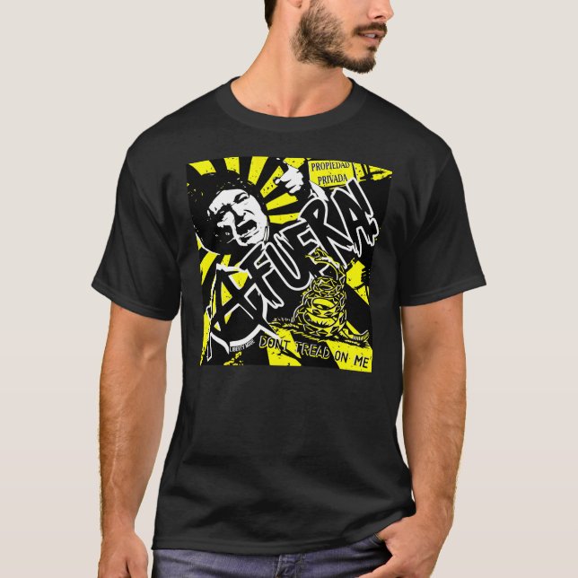 Javier Milei AFUERA Don't Tread On Me T-Shirt (Vorderseite)