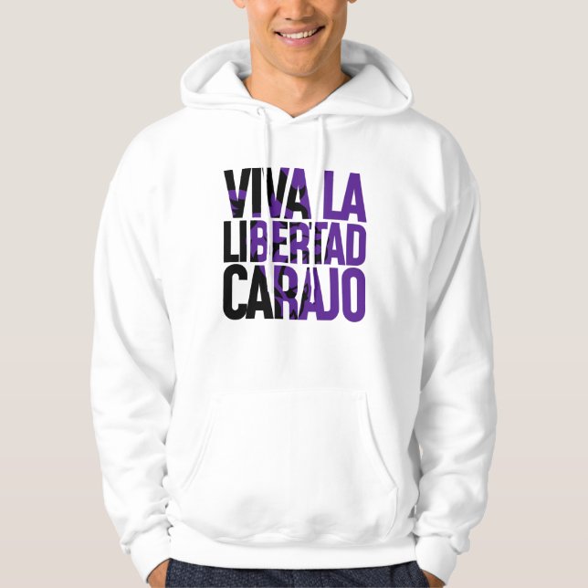 Javier Milei Viva La Libertad Carajo Lion Text Hoodie (Vorderseite)