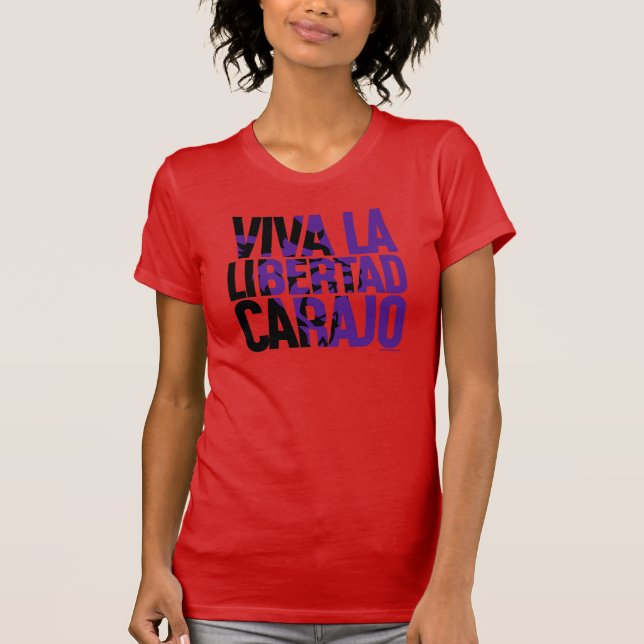 Javier Milei Viva La Libertad Carajo Lion Text T-Shirt (Vorderseite)