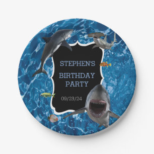 Jaw-Irgendein Weißer Hai Geburtstag Pappteller