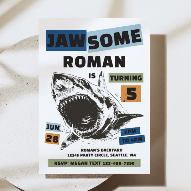 Jaw-Some Shark Birthday Invitation Einladung (Von Creator hochgeladen)