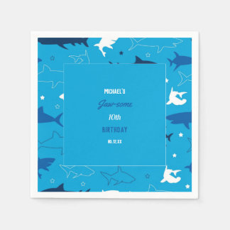 Jaw-some Shark Birthday Party Napkin Serviette