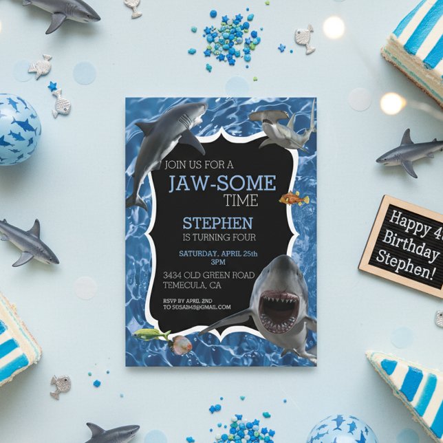 Jaw-some Time Great White Shark Birthday Einladung (Von Creator hochgeladen)
