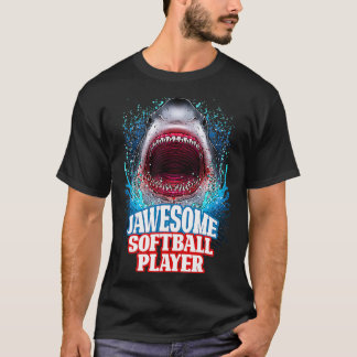 Jawesend Softball Player School Sports Great White T-Shirt