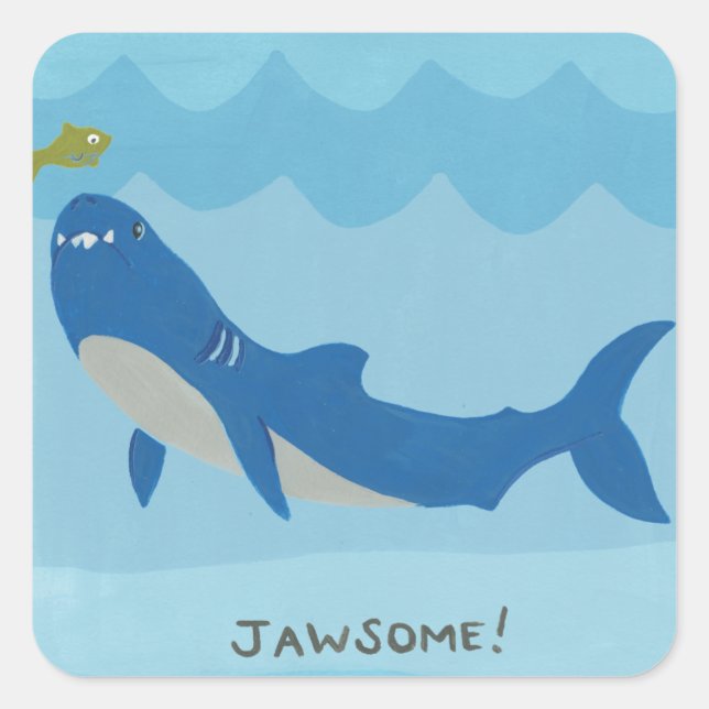 Jawesome Shark Quadratischer Aufkleber (Vorderseite)