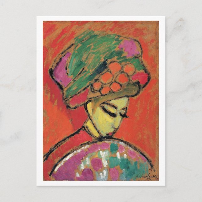 Jawlensky Young Girl mit Flower Hat Fine Art Postkarte (Vorderseite)