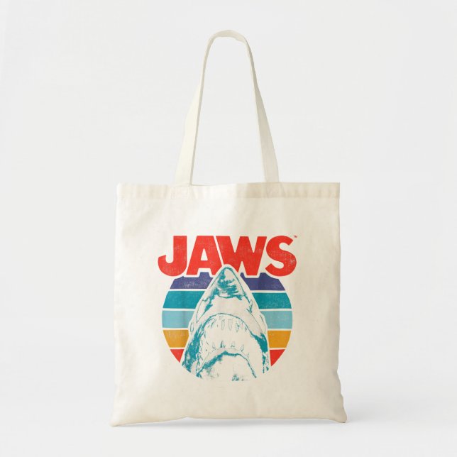 Jaws Retro Colors Shark Rainbow Logo Tragetasche (Vorne)