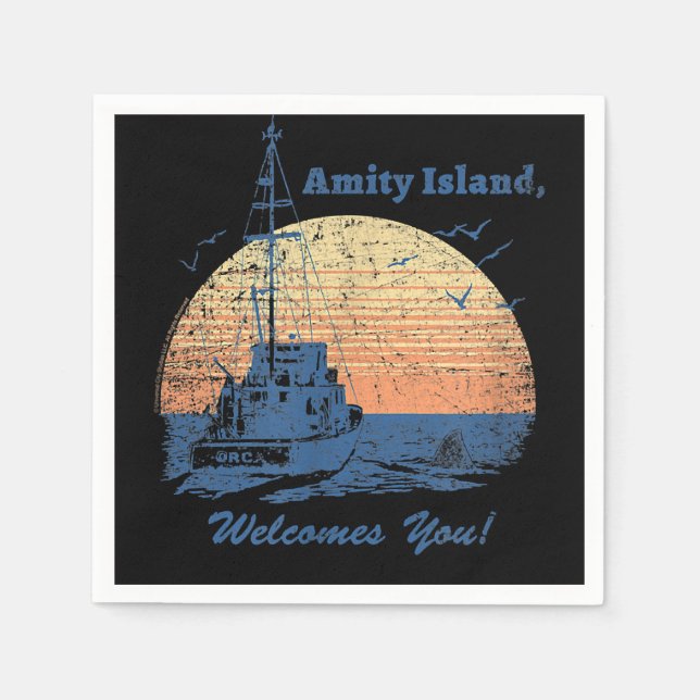 Jaws Vintag Amity Island Serviette (Vorderseite)